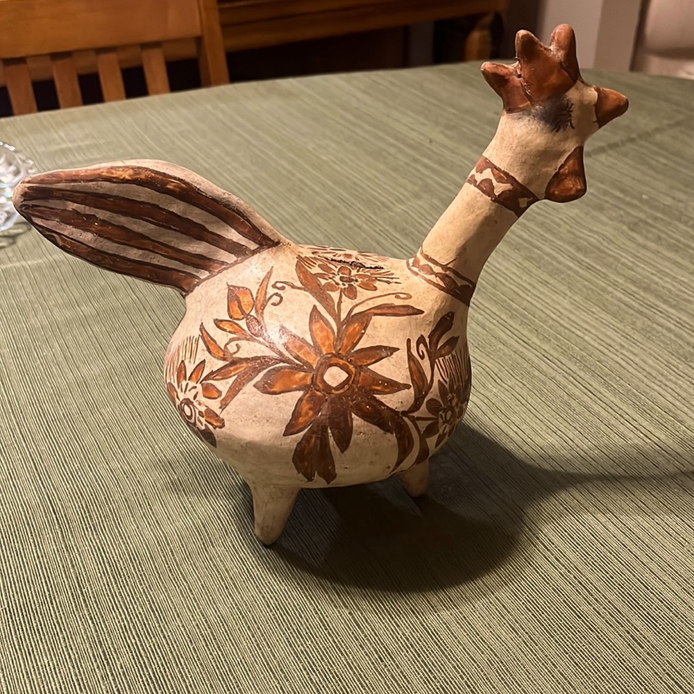 Mexican Folk Art Pottery Rooster Bank - Large   1960’s colors